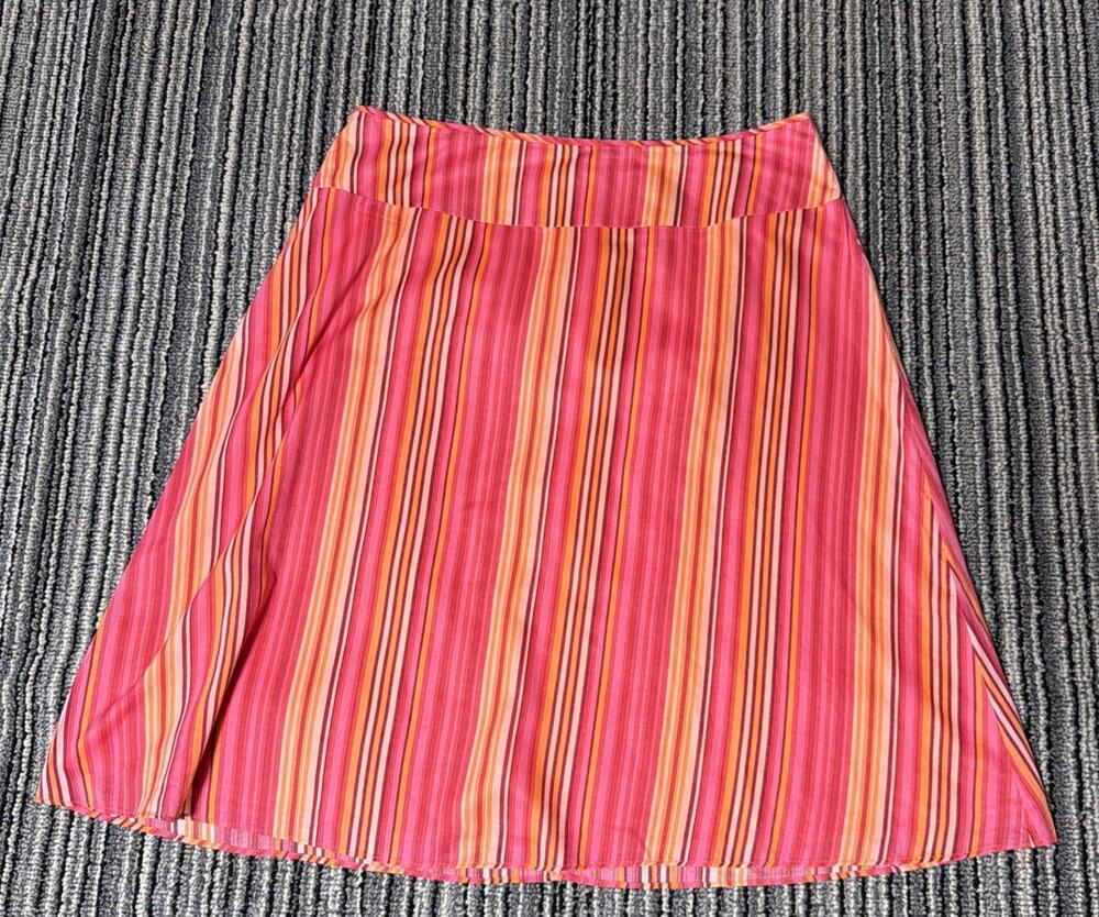 Vintage Skirt Orange Pink Red Size 10 90s Y2K Multi-color Knee Length Zip Lined